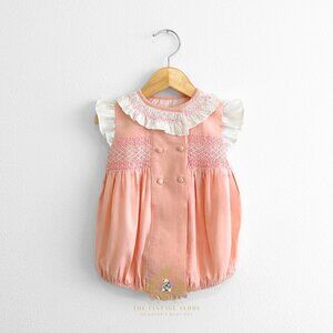 NWT Beautiful Girls Smocked Celebration Bubble Spanish Style Boutique Blush 24M